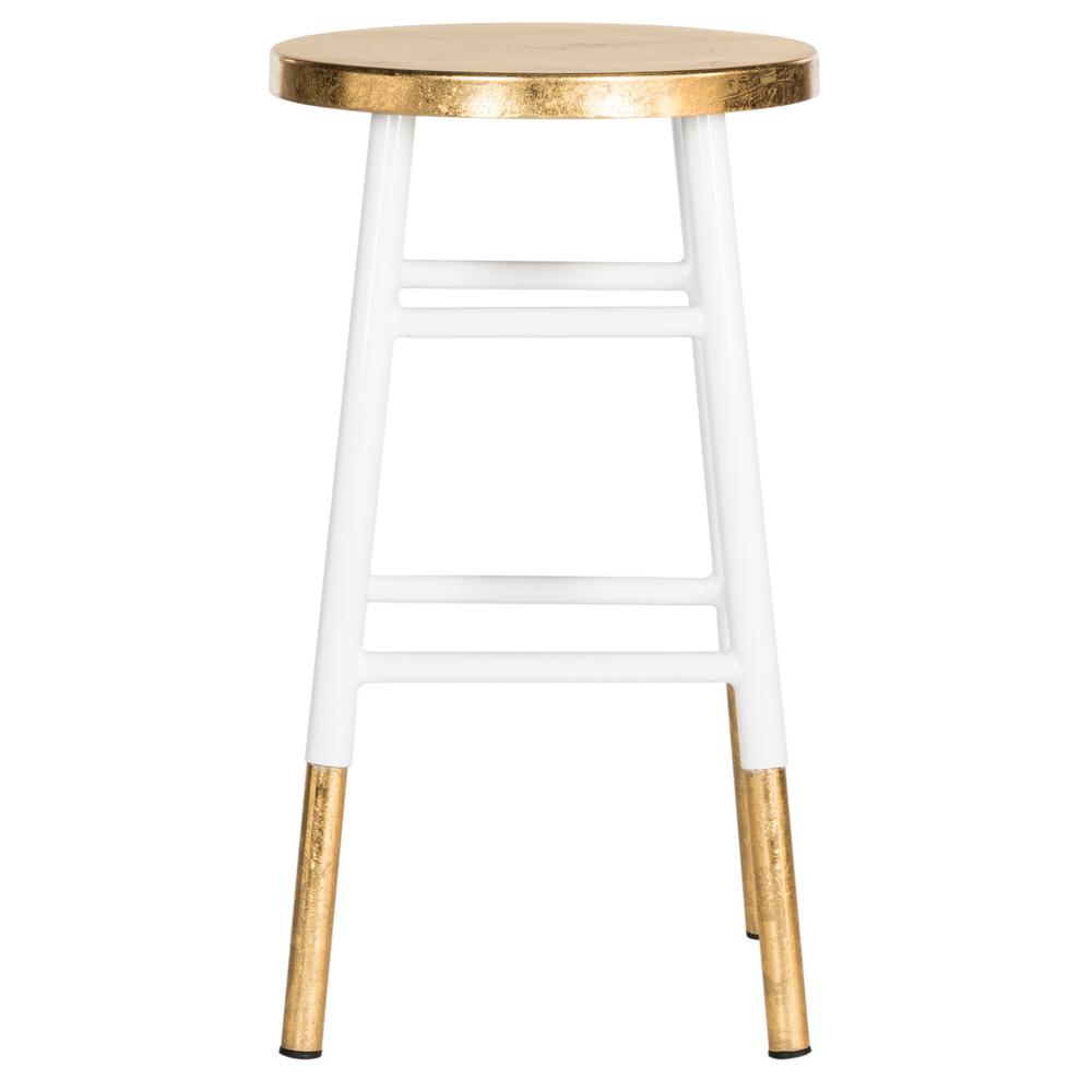 Emery 24 in. Dipped Gold Leaf Counter Stool in White