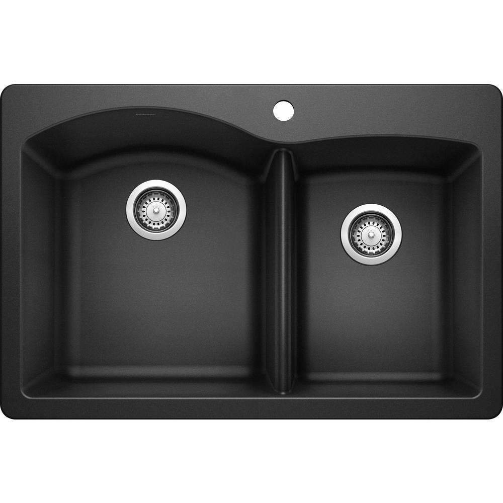 Blanco DIAMOND SILGRANIT Dual Mount Granite Composite 33 In 1 Hole 60   Anthracite Blanco Drop In Kitchen Sinks 440215 64 600 