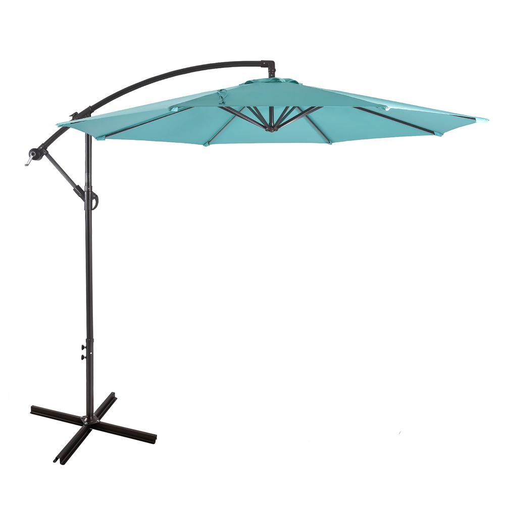 Westin Outdoor Bayshore 10 Ft Cantilever Hanging Patio Umbrella In Turquoise 9805151 The Home Depot