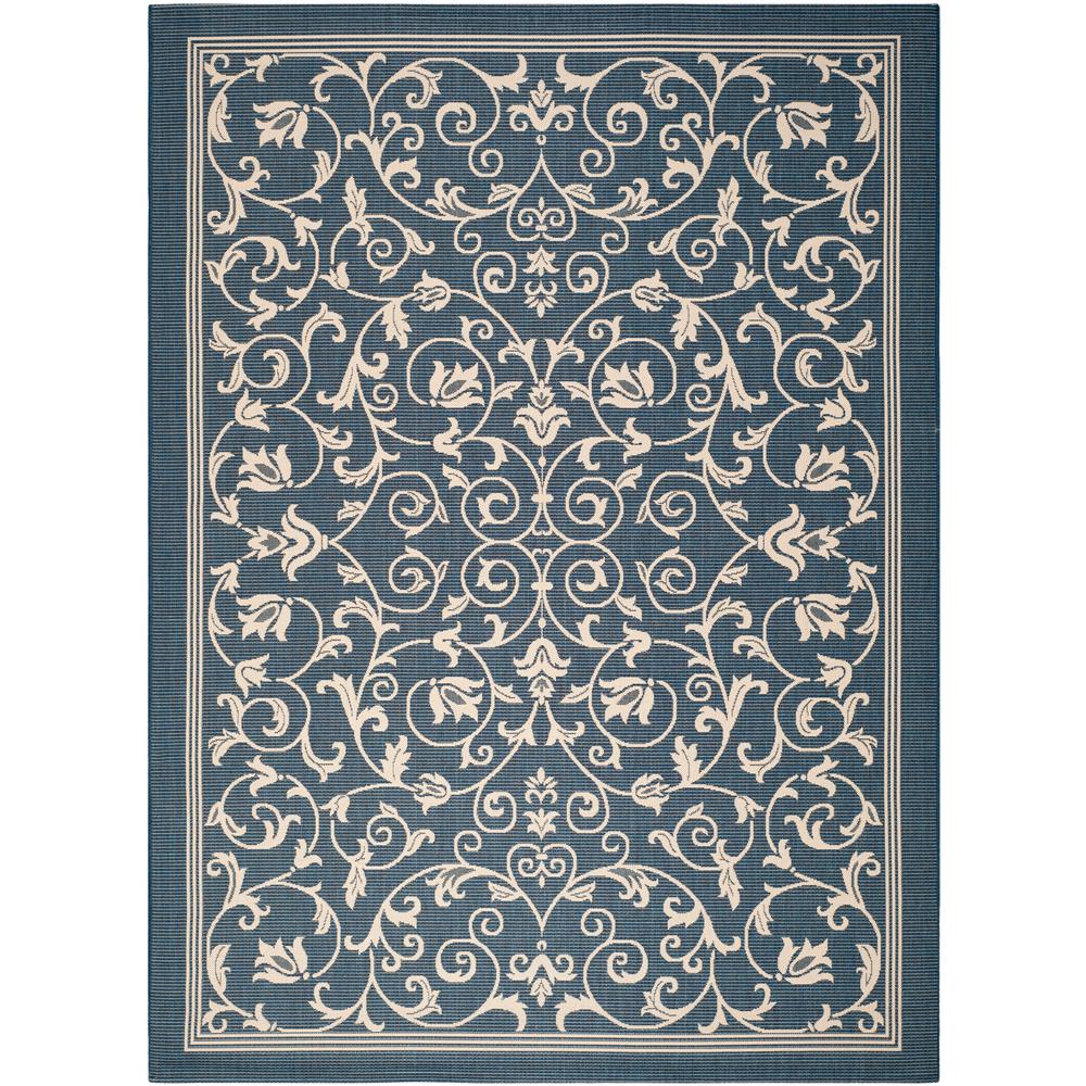 Safavieh Courtyard Navy/Beige 9 ft. x 12 ft. Indoor/Outdoor Area Rug ...