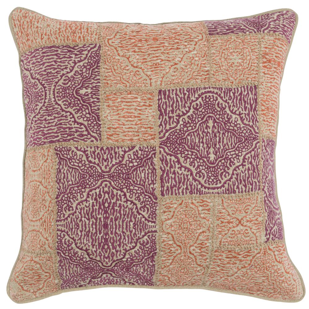 Villa Mara Berry Orange 22 In X 22 In Linen Embroidery