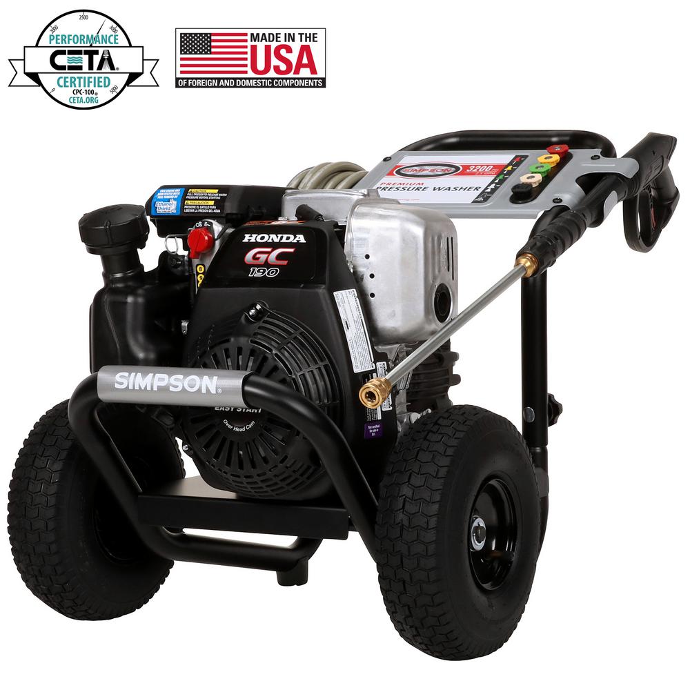 SIMPSON MSH3125 3200 PSI at 2.5 GPM gas pressure washer powered by HONDA GC190