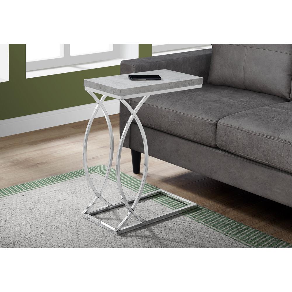 Grey End Table With Metal Base