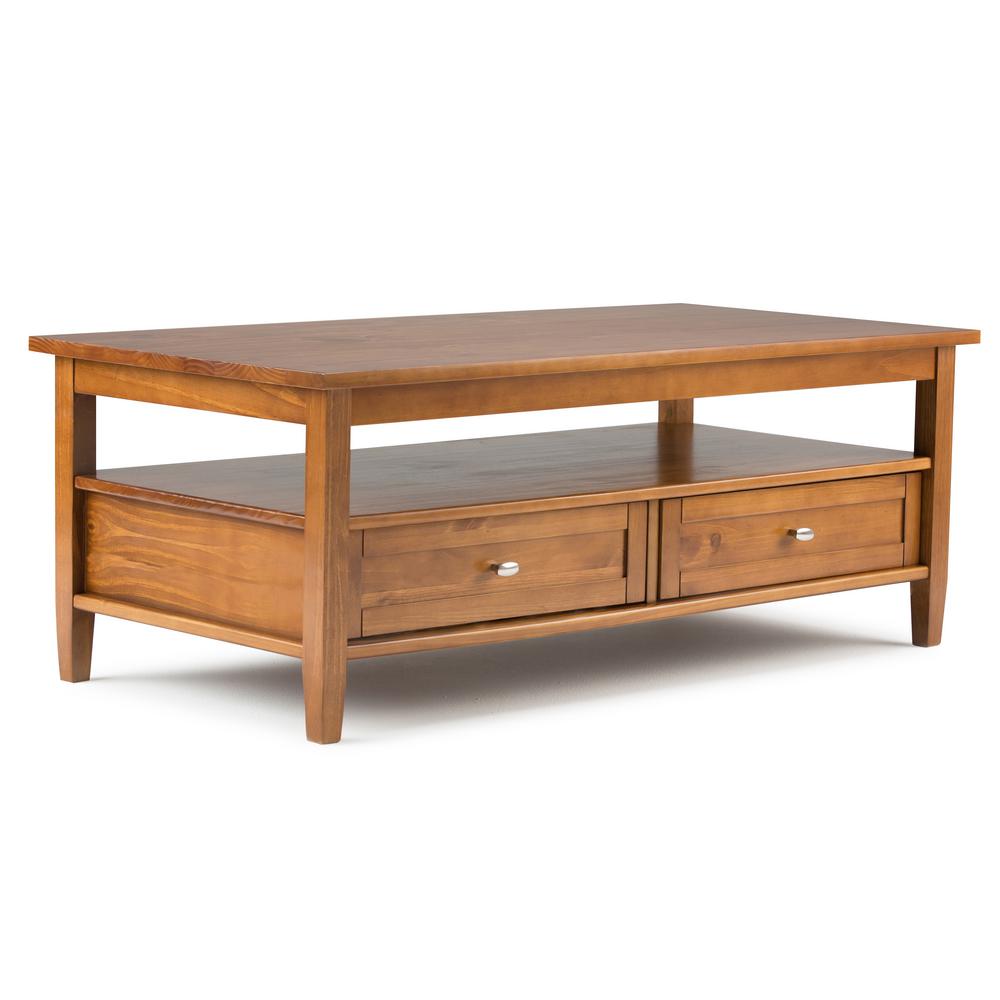 Simpli Home Warm Shaker Solid Wood 48 In Light Golden Brown