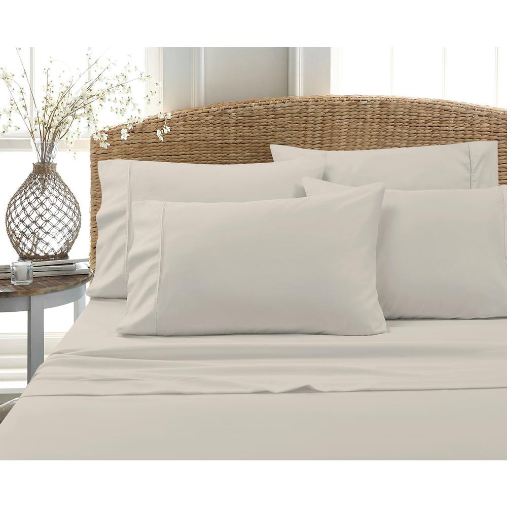 Mhf Home 6 Piece Tan Solid Cotton Rich Queen Sheet Set
