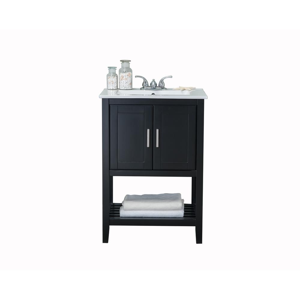 24 In Vanity Espresso With Ceramic Top White 24 In Vanity Espresso With Ceramic