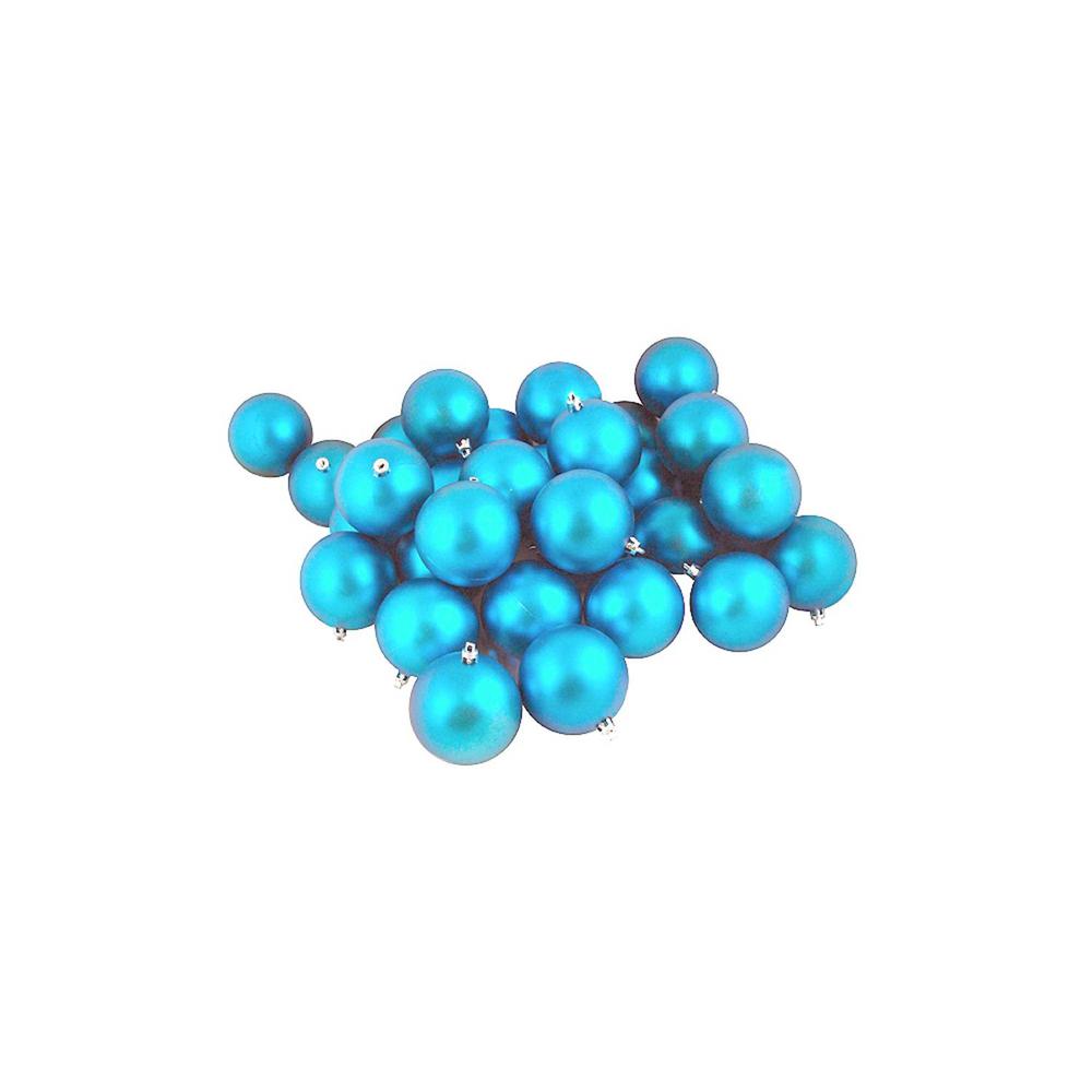 Northlight 32 Count Shatterproof Matte Turquoise Blue Christmas Ball Ornaments 3.25