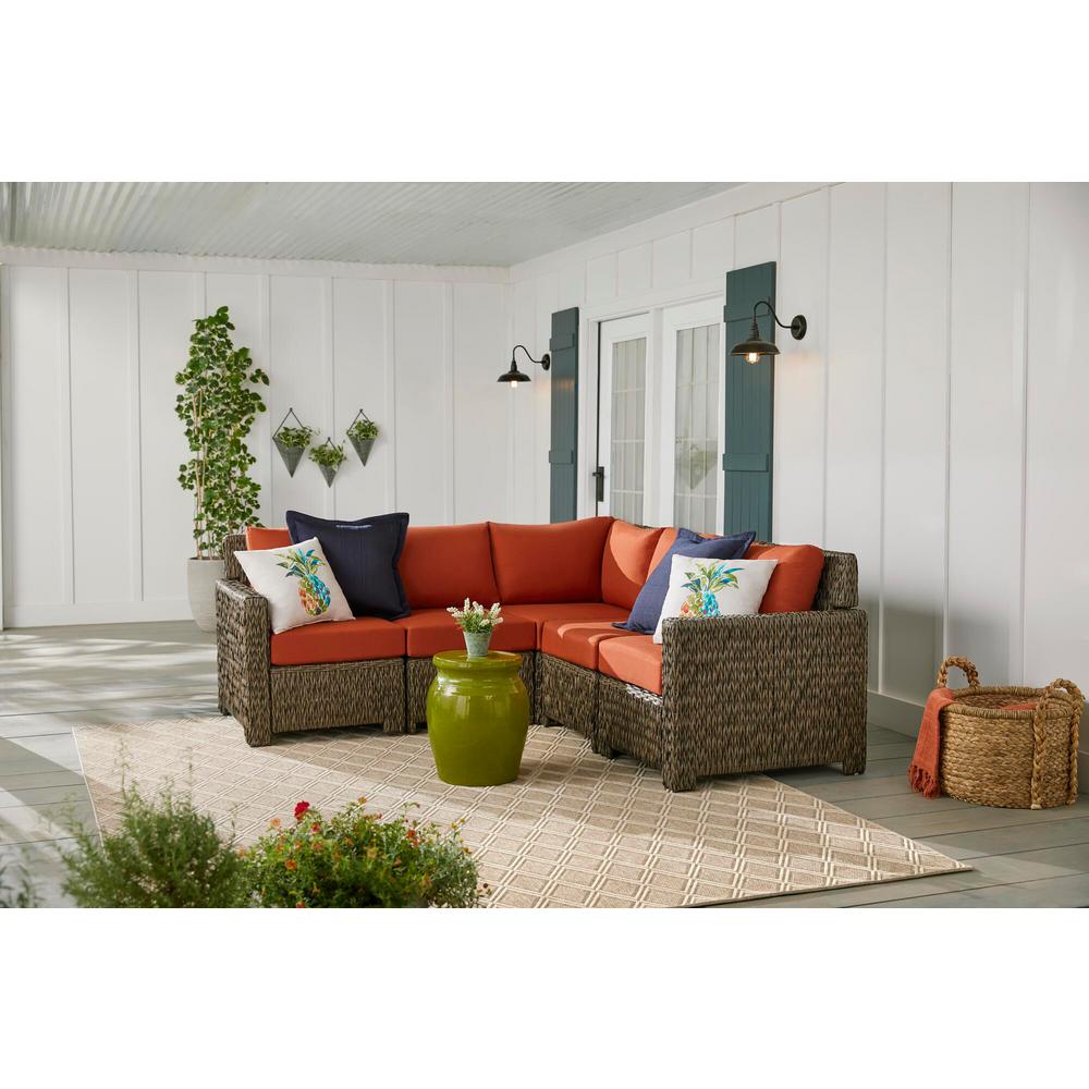 Hampton Bay Laguna Point 5Piece Brown Wicker Outdoor Patio Sectional