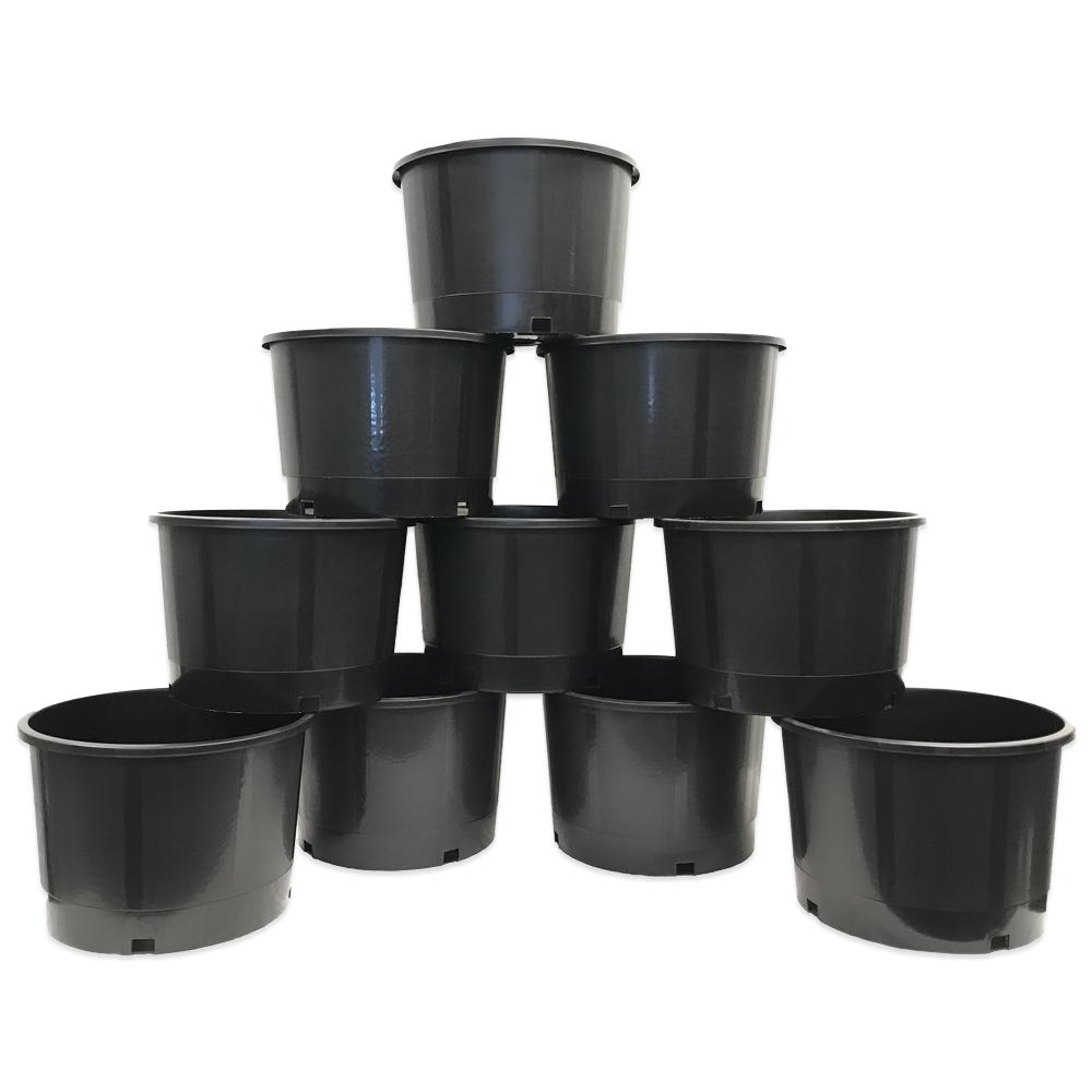 Nursery Pots Planters The Home Depot Heavy Duty Hydroponic 11 In X 9 5 Black Plastic 3 Gallon Nursery Pots