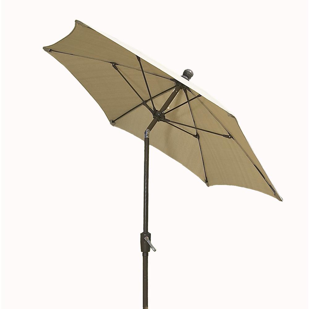 7.5 ft. Patio Umbrella with 2-piece Chanpagne Bronze Pole Tilted and