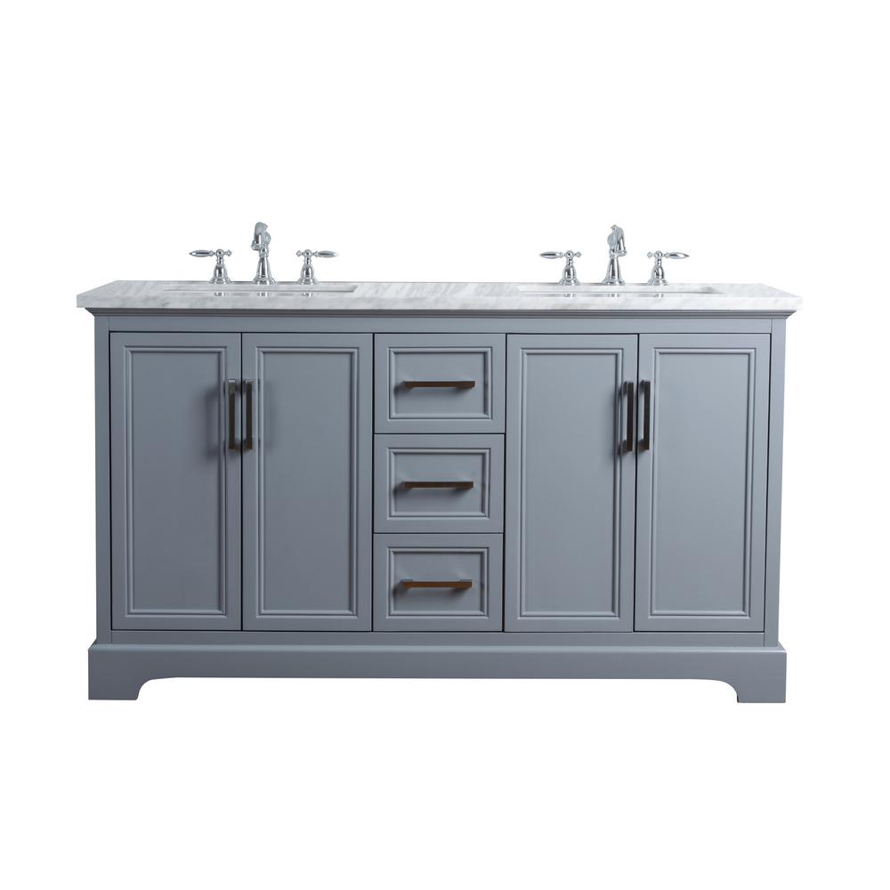 stufurhome 60 in. Ariane Double Sink Vanity in Gray with ...