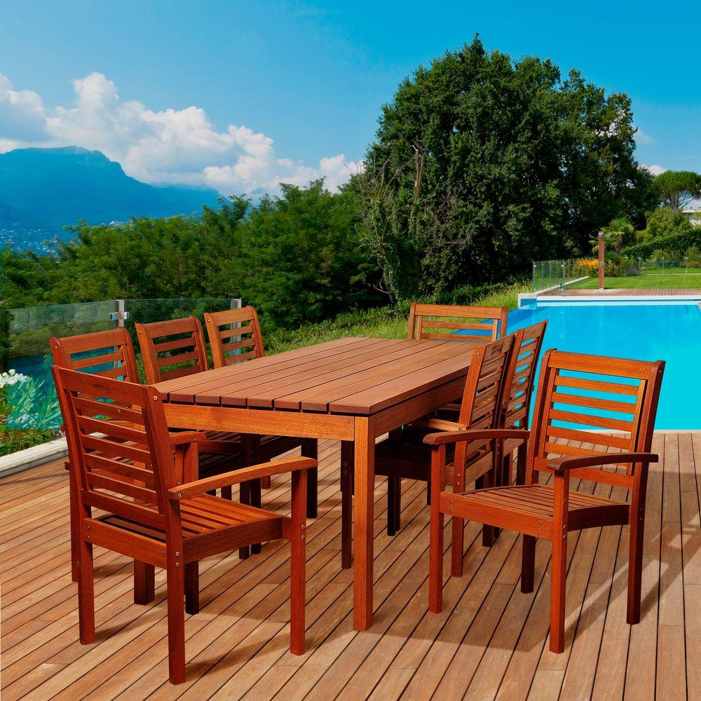 Amazonia Copeland 9Piece Eucalyptus Rectangular Patio Dining SetSC