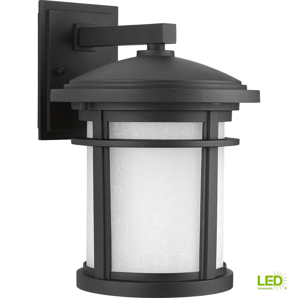 Wish Collection 1-Light Textured Black LED Wall Lantern