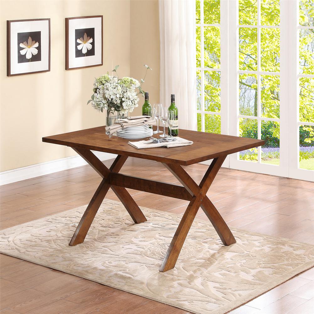 Dorel Living Trestle Dark Pine Dining Table Fa4032t The Home Depot Dorel Living Trestle Dark Pine Dining Table