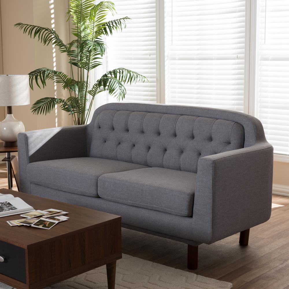 Baxton Studio Virginia Mid Century Light Gray Fabric Upholstered Baxton Studio Virginia Mid Century Light Gray Fabric Upholstered Sofa