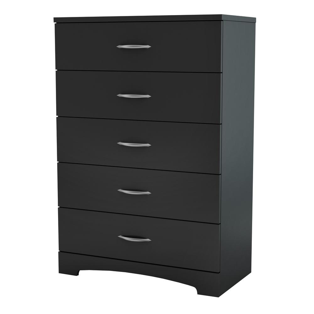 South Shore Step One 5 Drawer Pure Black Chest Of Drawers 3107035