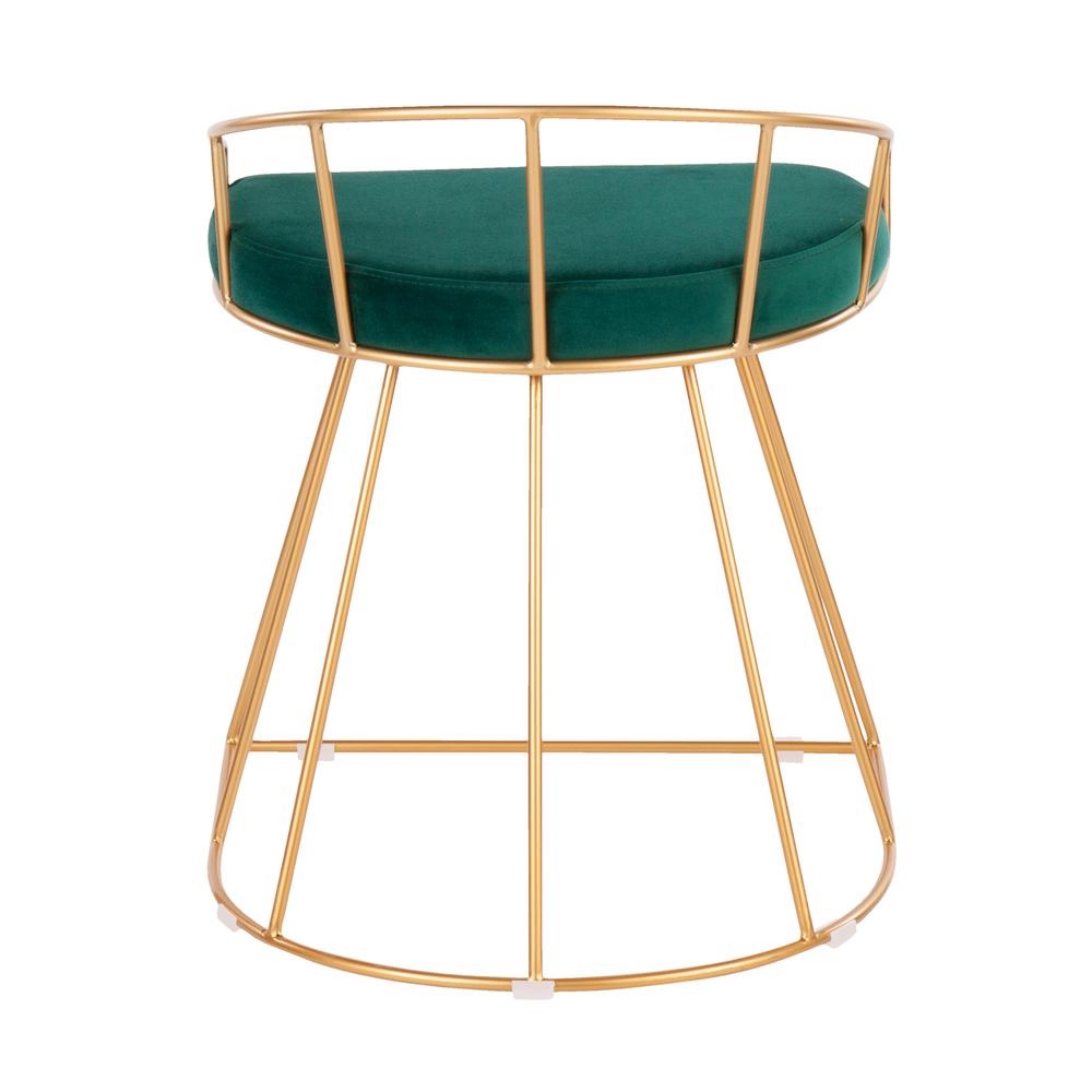 Lumisource Canary 18 In Gold Vanity Stool With Green Velvet Cushion B18 Canary Auvgn The Home Depot