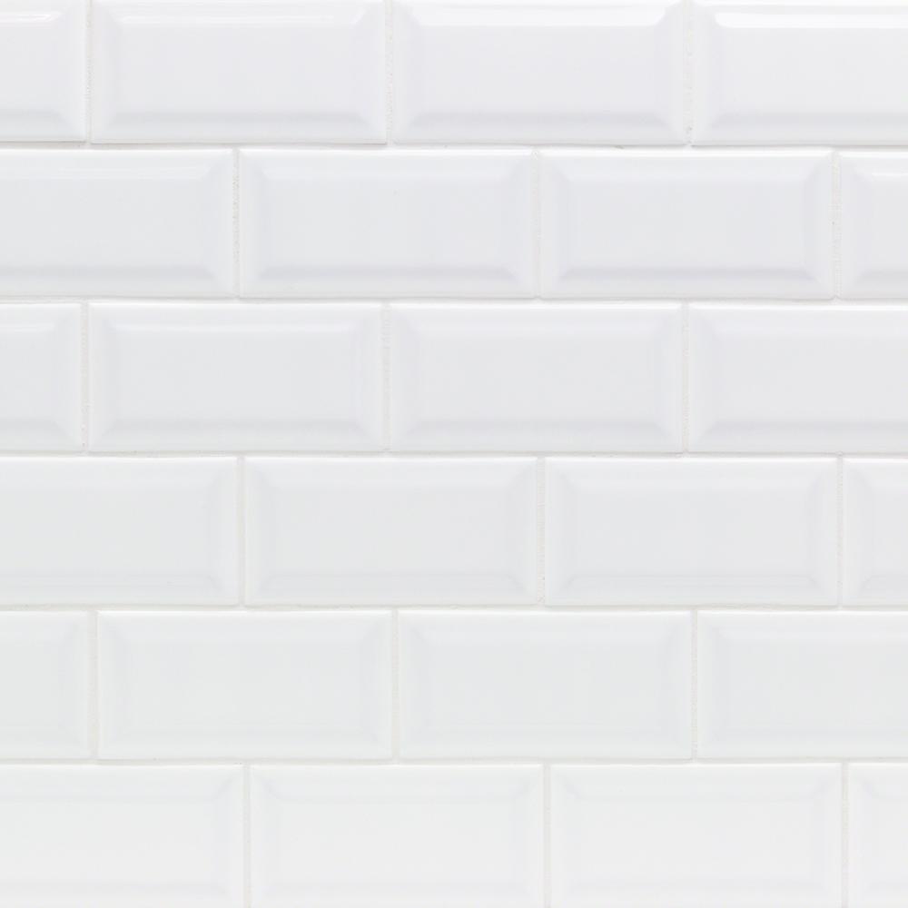 Ivy Hill Tile Essential White Beveled 3 in. x 6 in. x 6mm Polished ...