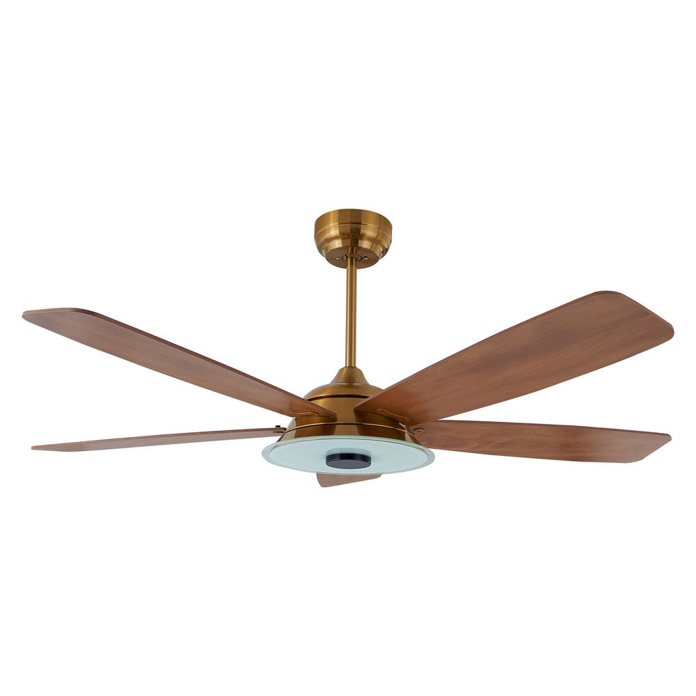 CARRO Striker 52 in. Integrated LED Indoor Gold Smart Ceiling Fan with