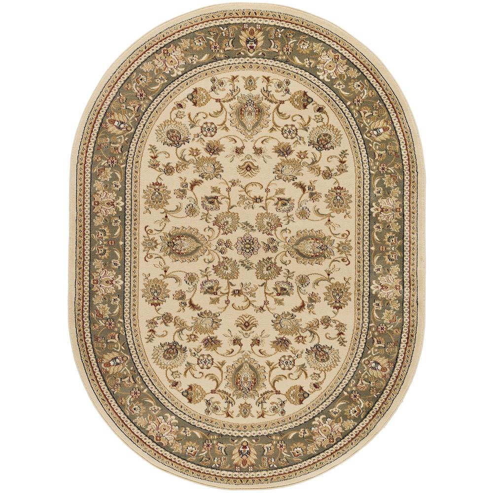 Tayse Rugs Sensation Beige 6 ft. 7 in. x 9 ft. 6 in. Oval Traditional