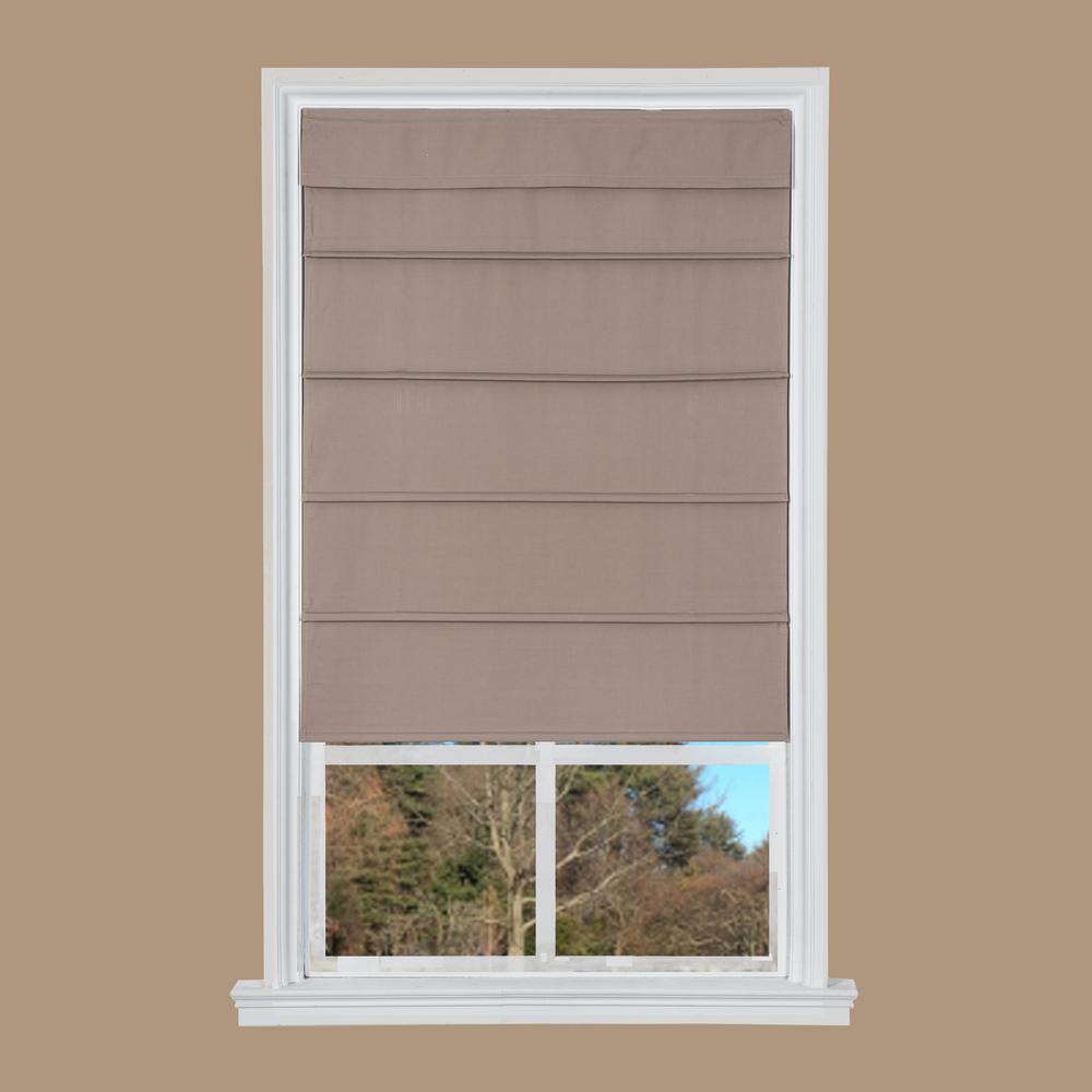 Mocha Cotton Canvas Cordless Roman Shade - 39 in. W x 64 in. L-NKCC3964 ...