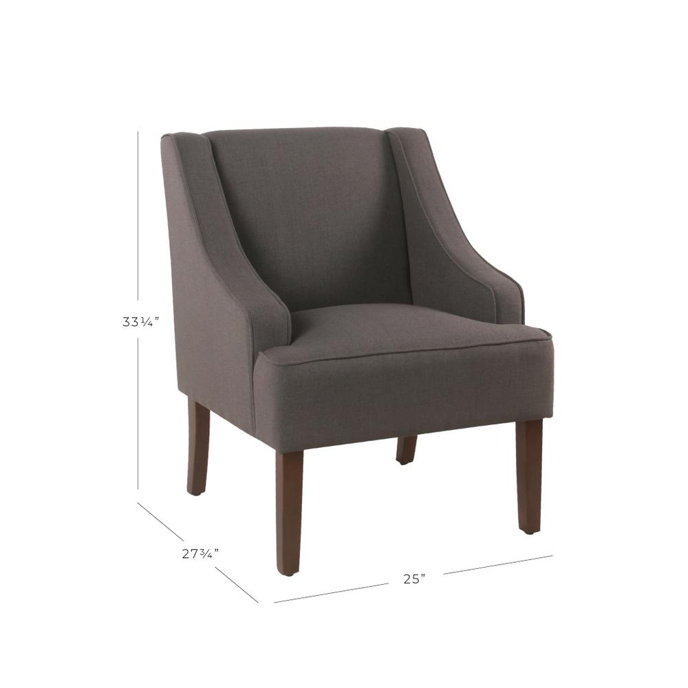 Homepop Linen Look Charcoal Gray Classic Swoop Arm Accent Chair Swoop Arm Accent Chair
