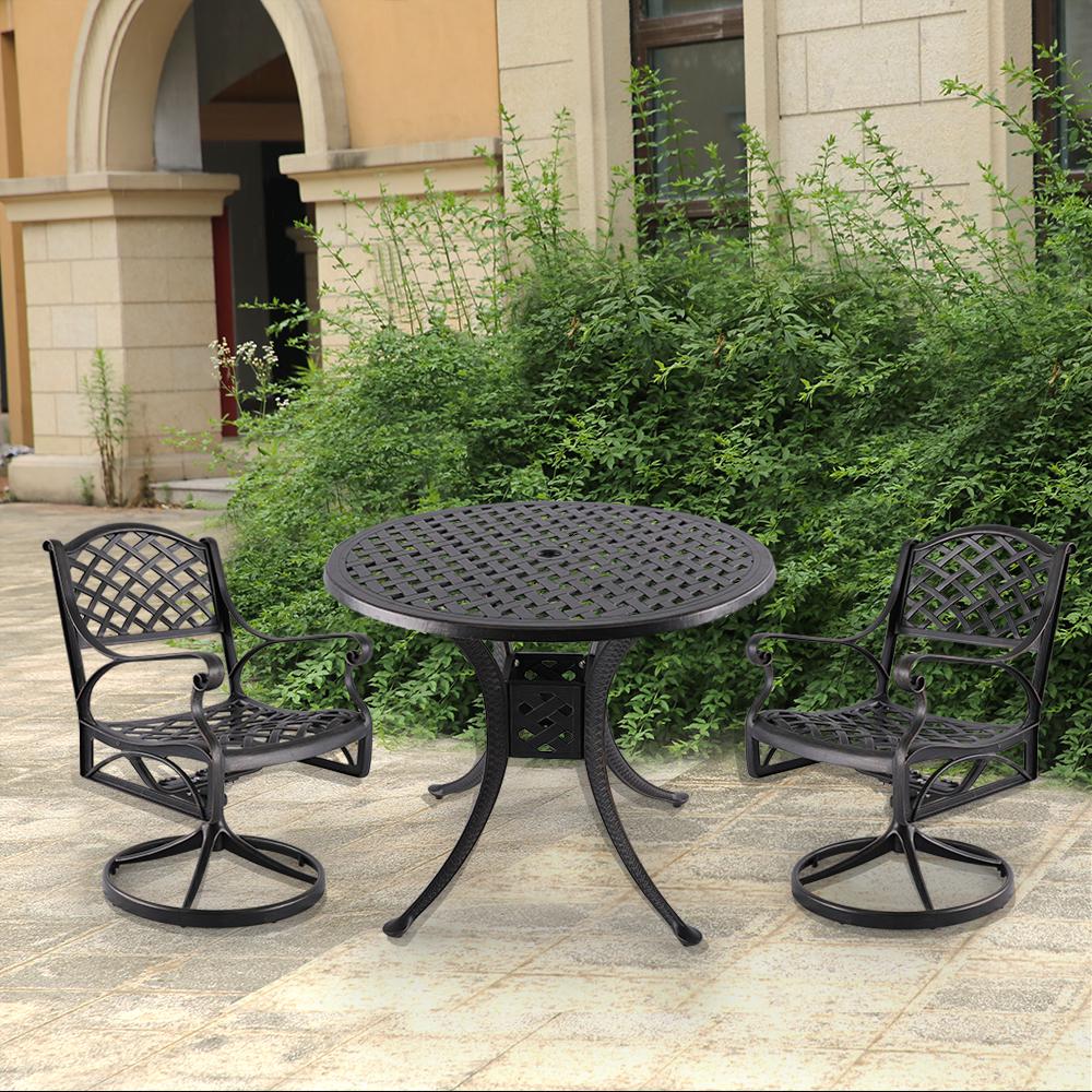 Cast Aluminum Loveseat Patio Dining Furniture Ares 3 Piece Aluminum Outdoor Dining Set