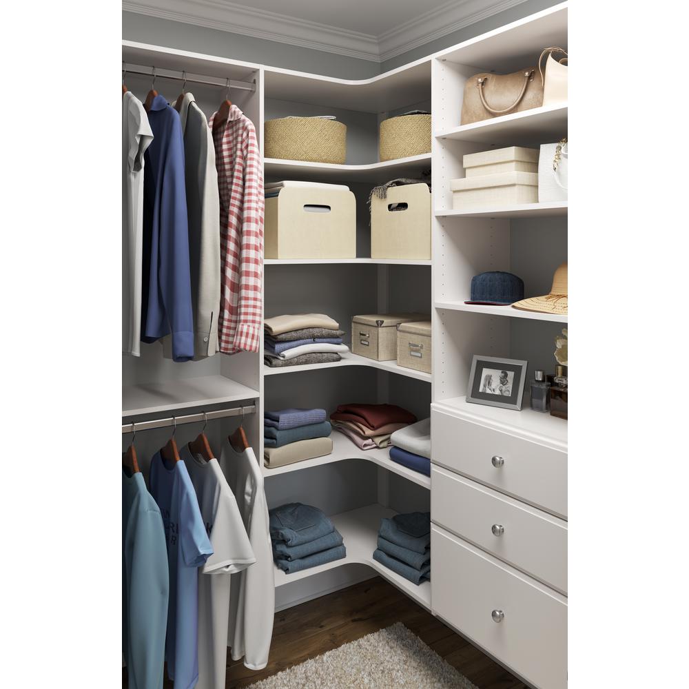 Closet Evolution Ultimate 84 In W 115 In W White Wood Closet Corner System Wh32 The Home Depot