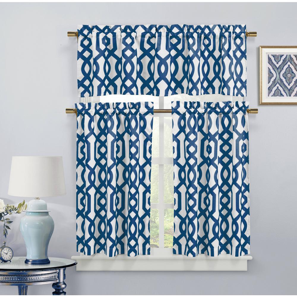 Duck River Ashmont Canvas Royal Blue Kitchen Curtain 58 In W X 15
