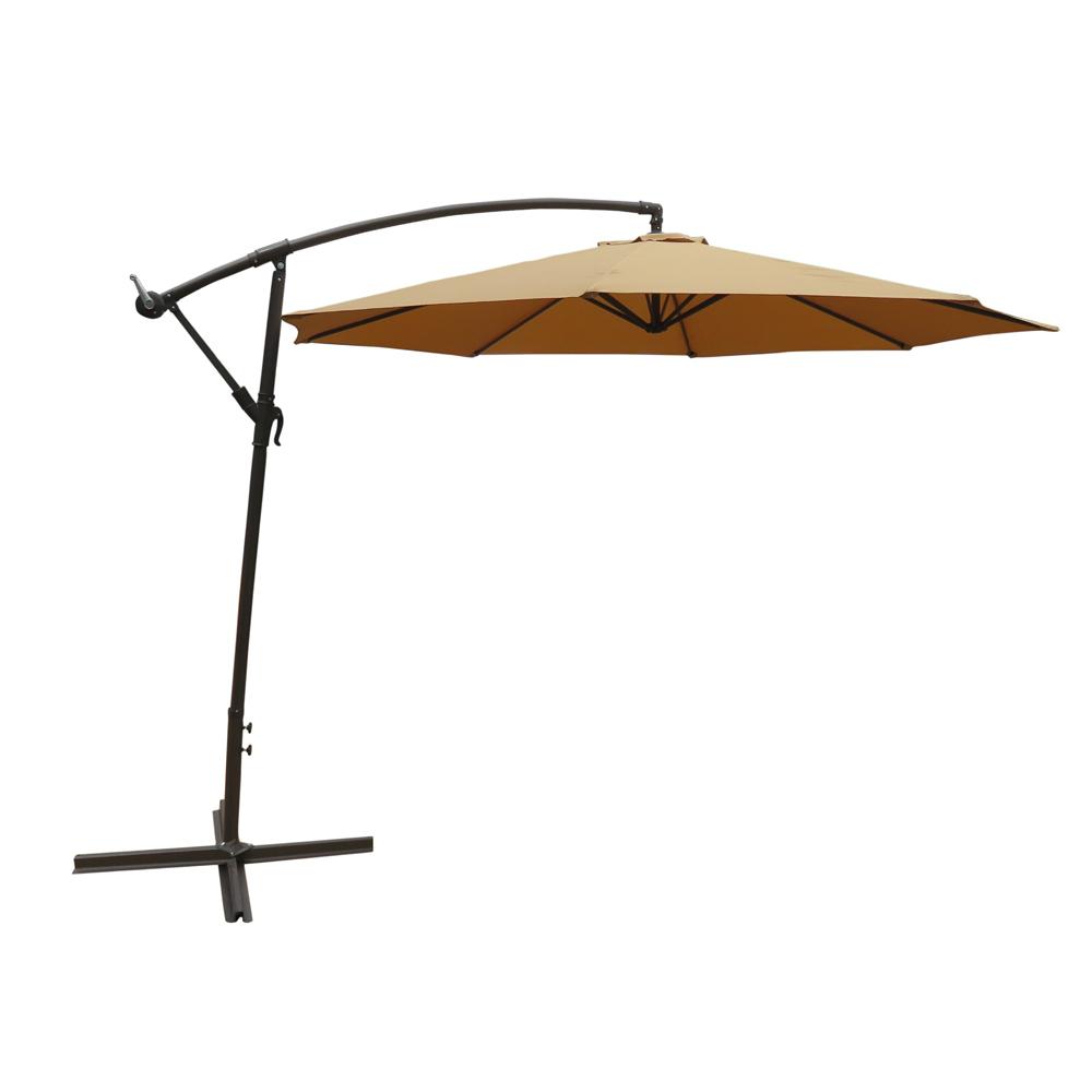 Aleko 10 Ft Steel Cantilever Patio Umbrella In Tan Umb10fttn Hd The Home Depot