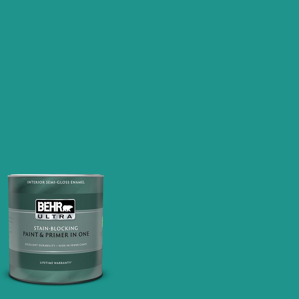 BEHR ULTRA 1 qt. SG490 Intense Teal SemiGloss Enamel Interior Paint