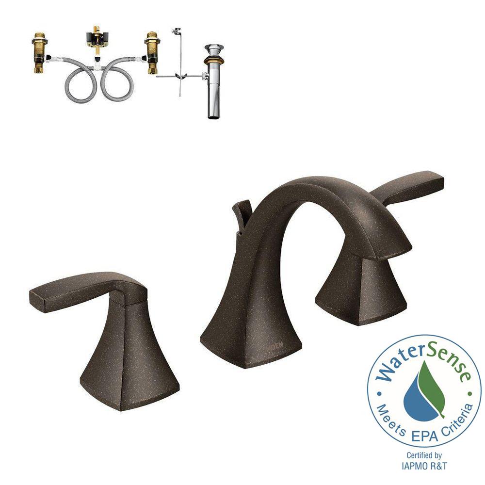 MOEN Voss 8 in. Widespread 2Handle HighArc Bathroom Faucet Trim Kit with Valve in Oil Rubbed