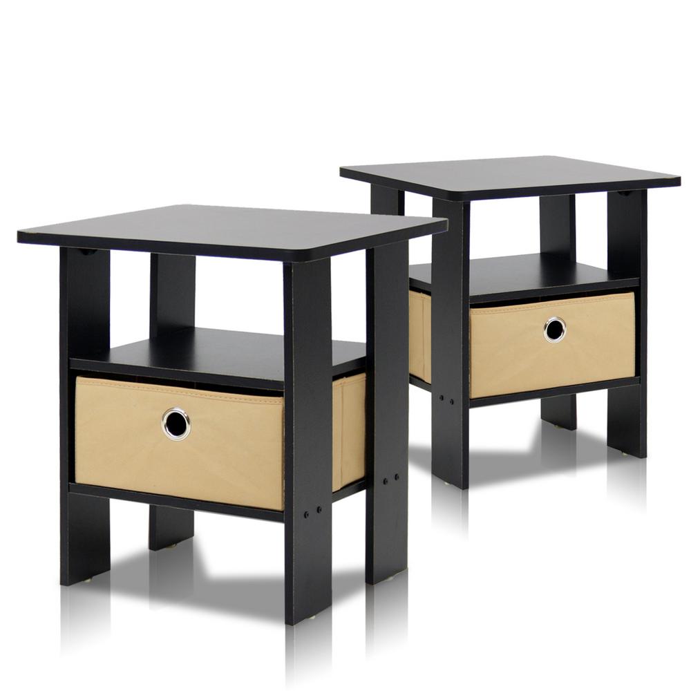 Furinno Home Living Espresso Storage End Table (Set of 2) 211157EX