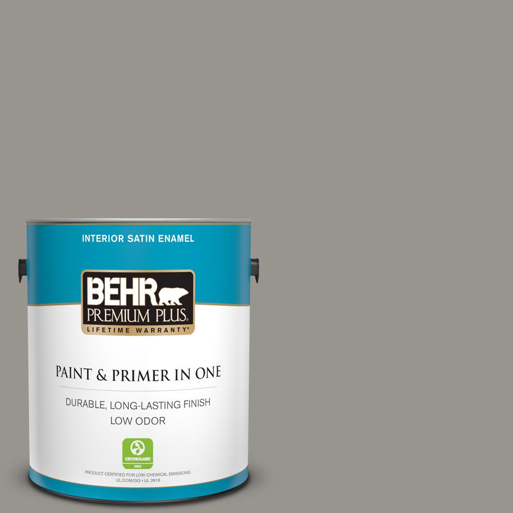 BEHR PREMIUM PLUS 1 gal. N3604 Battleship Gray Satin Enamel Low Odor