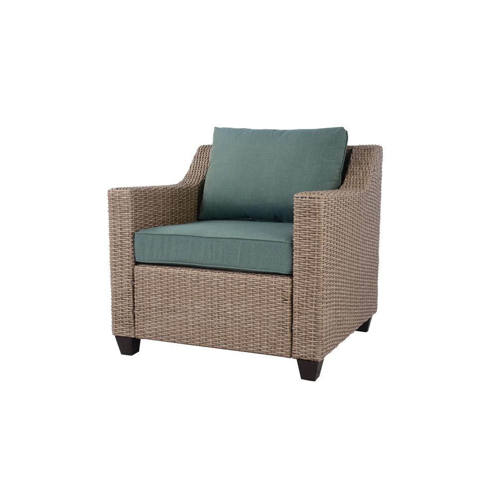 Hampton Bay Amber Grove Natural Brown Stationary Resin Wicker Outdoor Lounge Chair with 