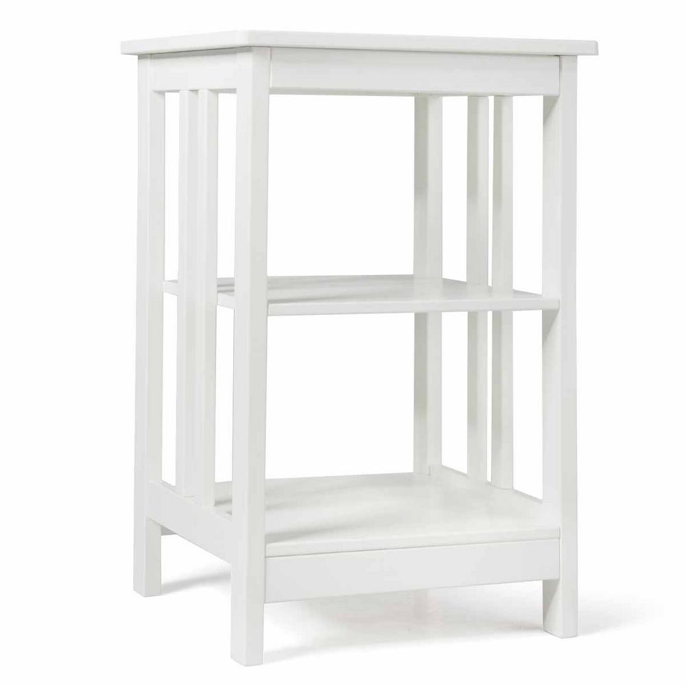 Costway 24 In White 3 Tier End Side Table Nightstand With Baffles And Round Corners Hw61505wh The Home Depot