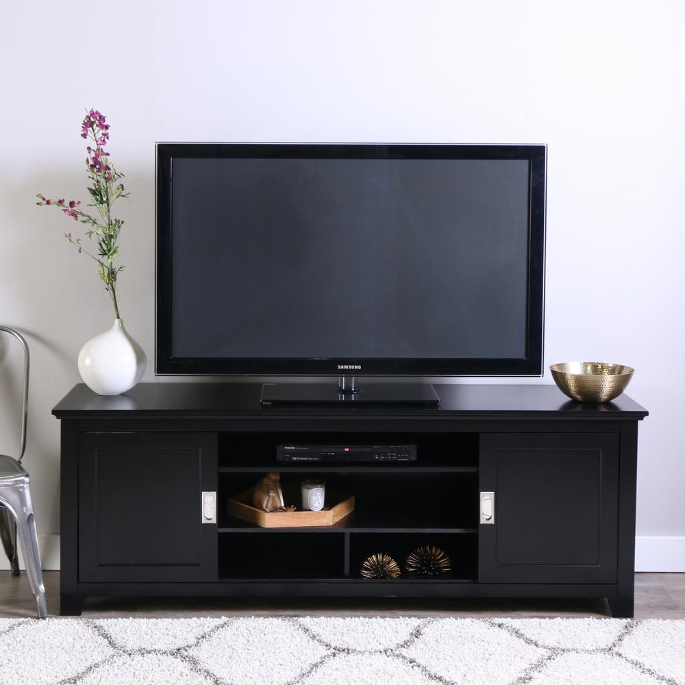Walker Edison Furniture Company Matte Black Entertainment Center Walker Edison Furniture Company Matte Black Entertainment Center Hd70c25sdbl The Home Depot