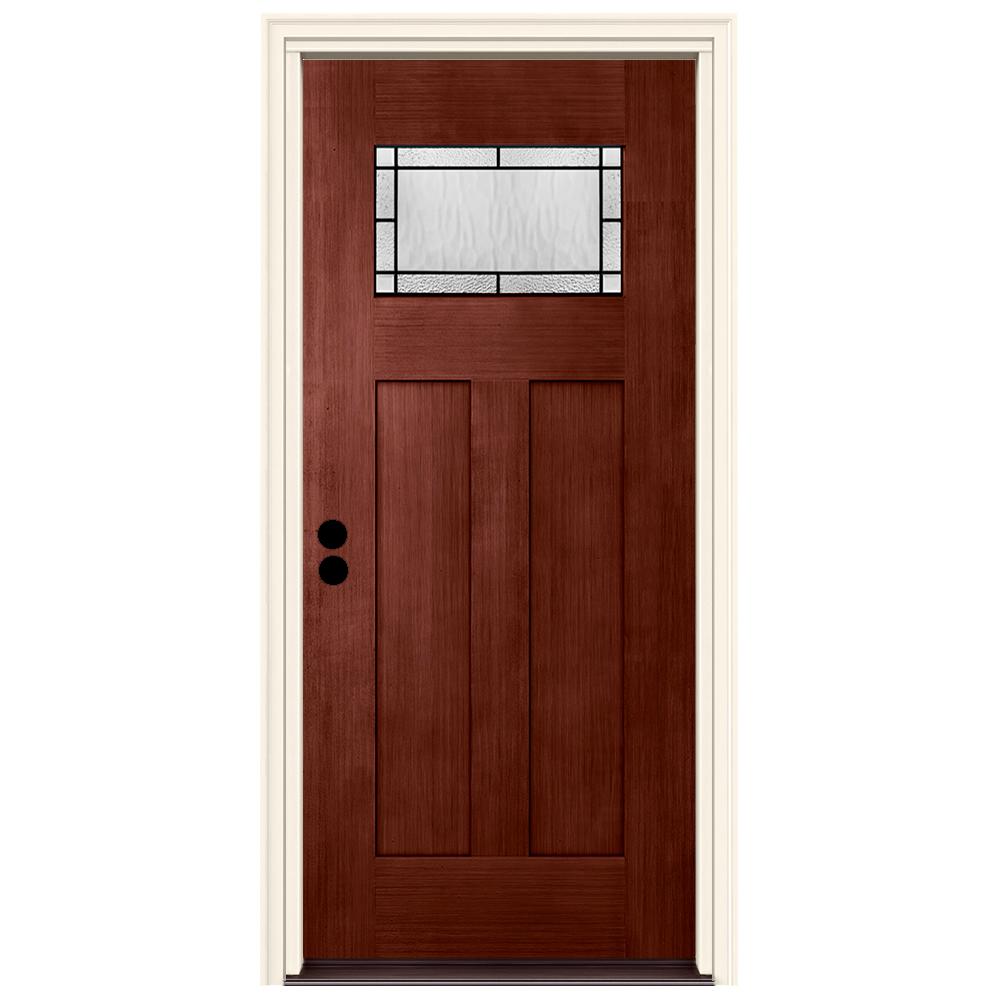 Reddish Brown Wood Exterior Prehung Exterior Doors Doors