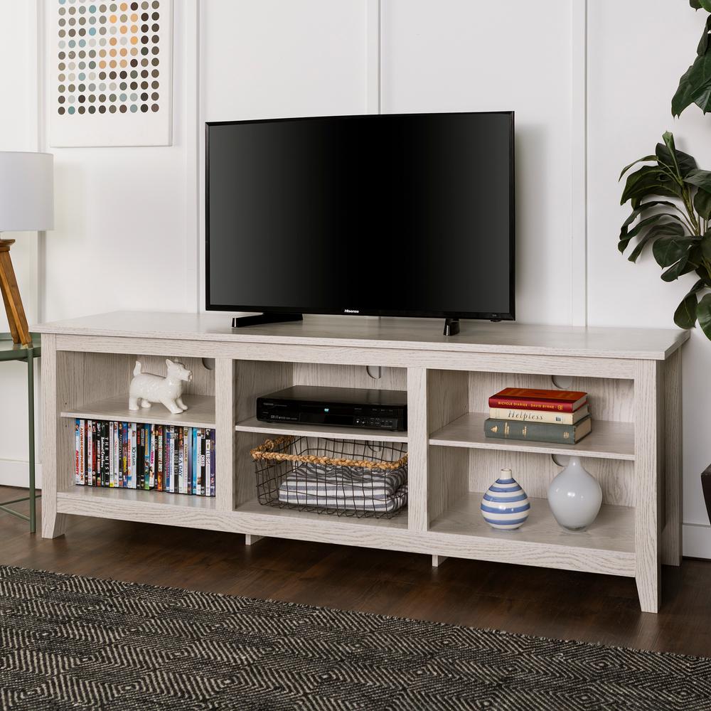Walker Edison Furniture Company 70 In Wood Media Tv Stand Storage Wood Media Tv Stand Storage Console White Wash By Walker Edison Furniture Company
