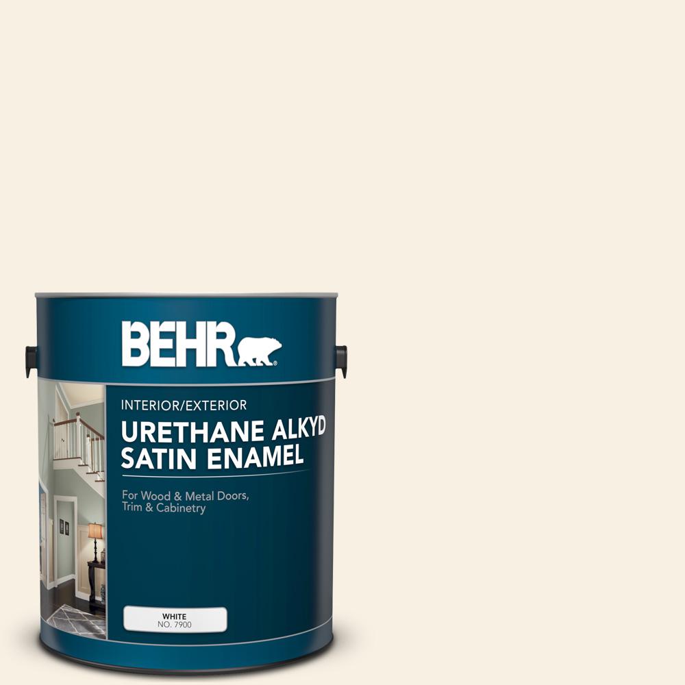 BEHR 1 gal. WD710 Creamy White Urethane Alkyd Satin Enamel Interior