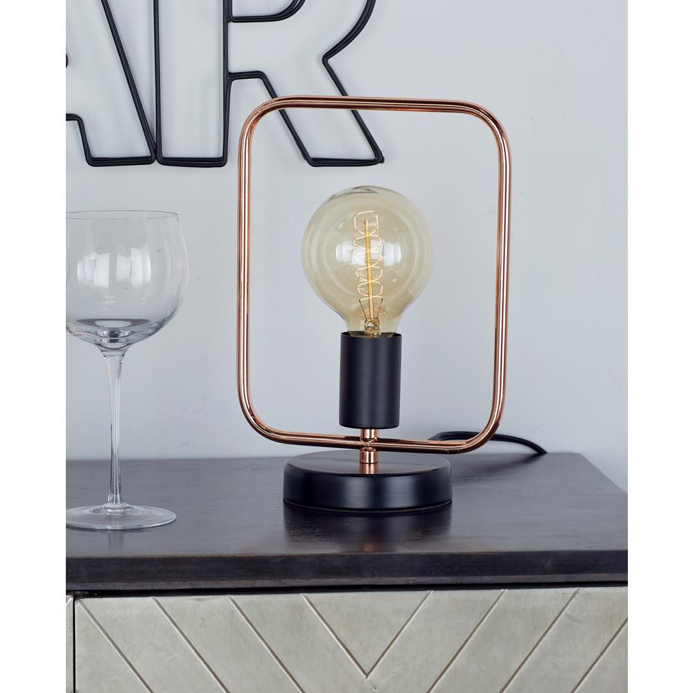 11 inch Rose Gold Square Frame Table Lamp with Bulb