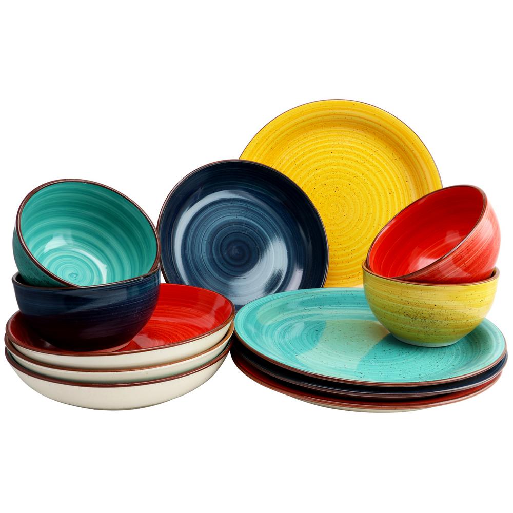 Gibson Home Color Speckle 12 Piece Casual Assorted Colors