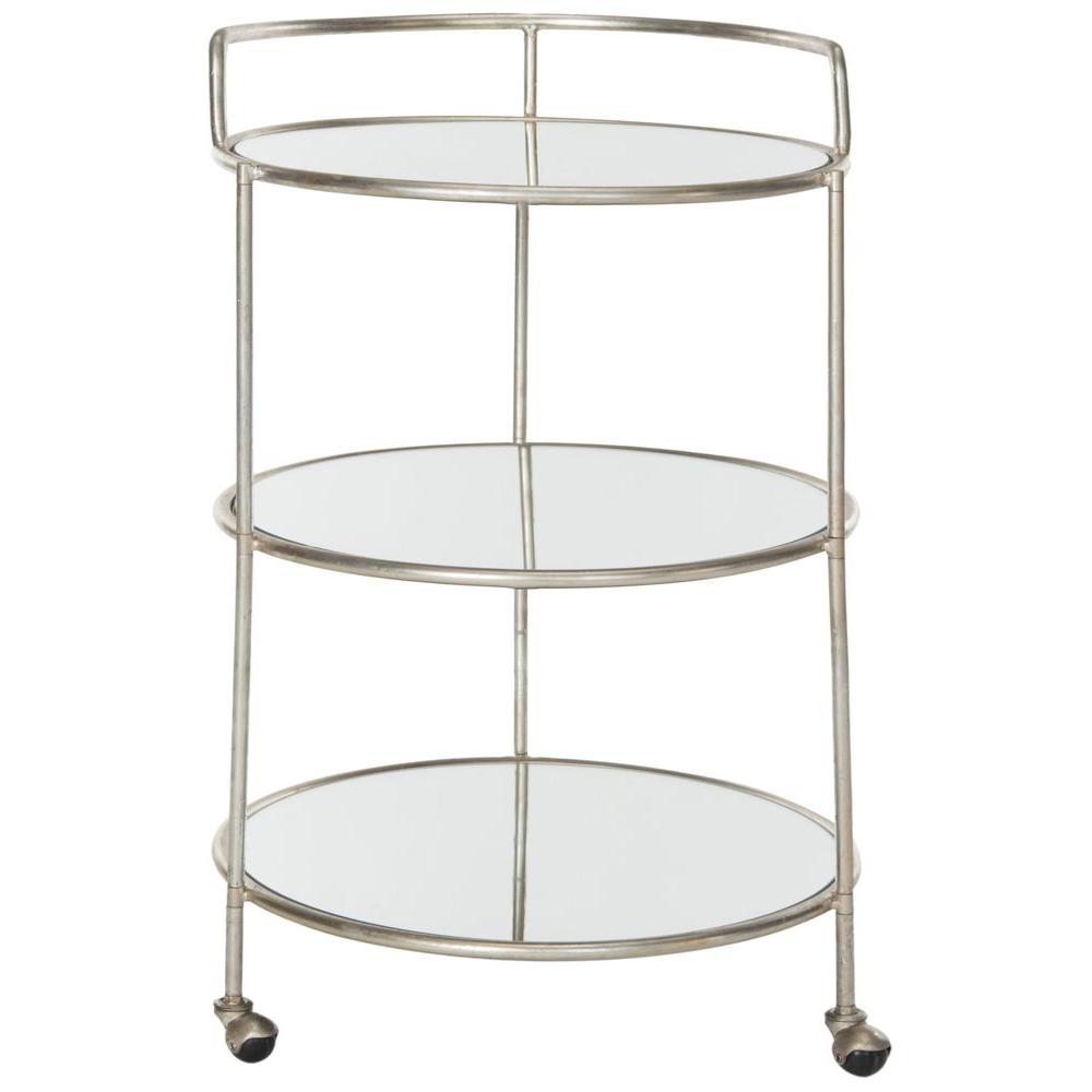 Safavieh Dulcinea Silver Serving Cart Fox2554a The Home Depot Safavieh Dulcinea Silver Serving Cart