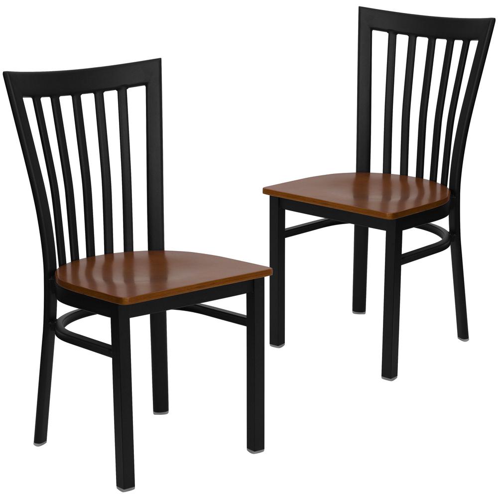 Carnegy Avenue Cherry Wood Seat Black Metal Frame Restaurant Chairs Set Of 2 Cga Xu 2814 Ch Hd The Home Depot