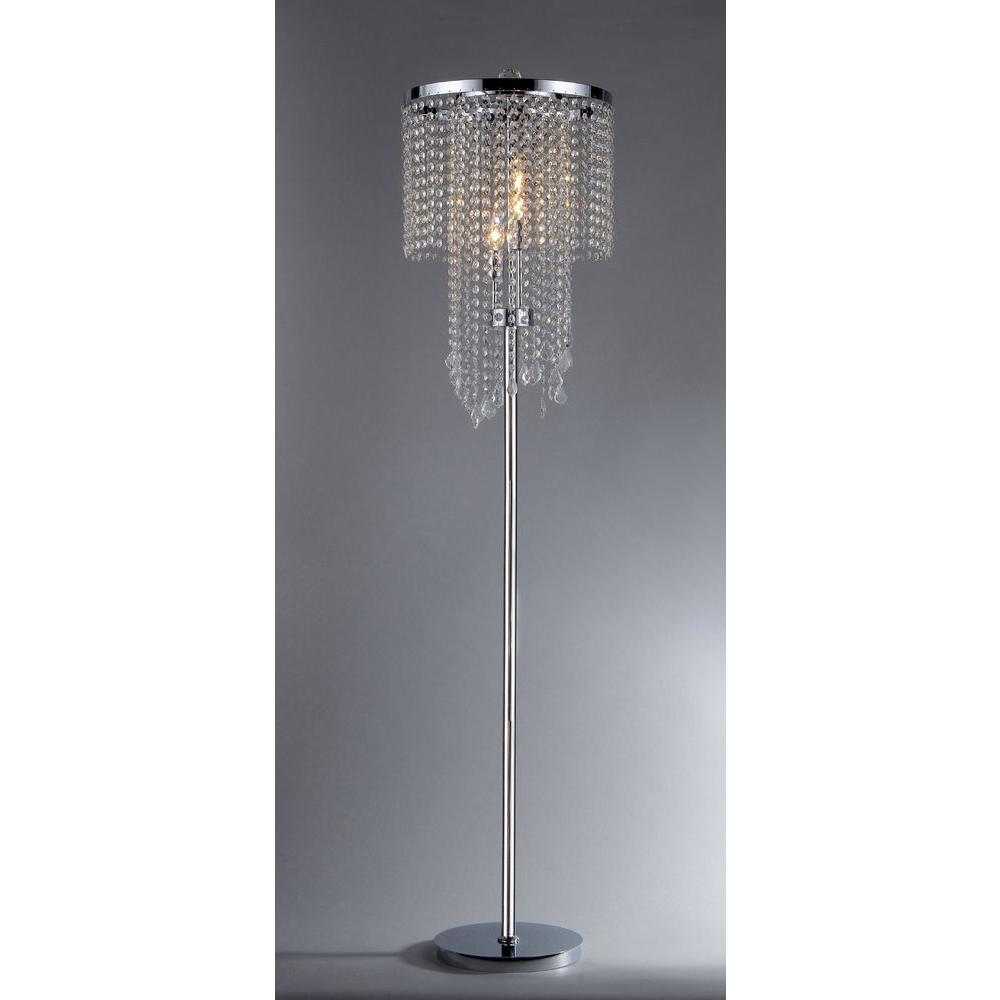 Warehouse Of Floor Lamps The Home Depot 3 Light Indoor Chrome Crystal Floor Lamp With Foot Switch