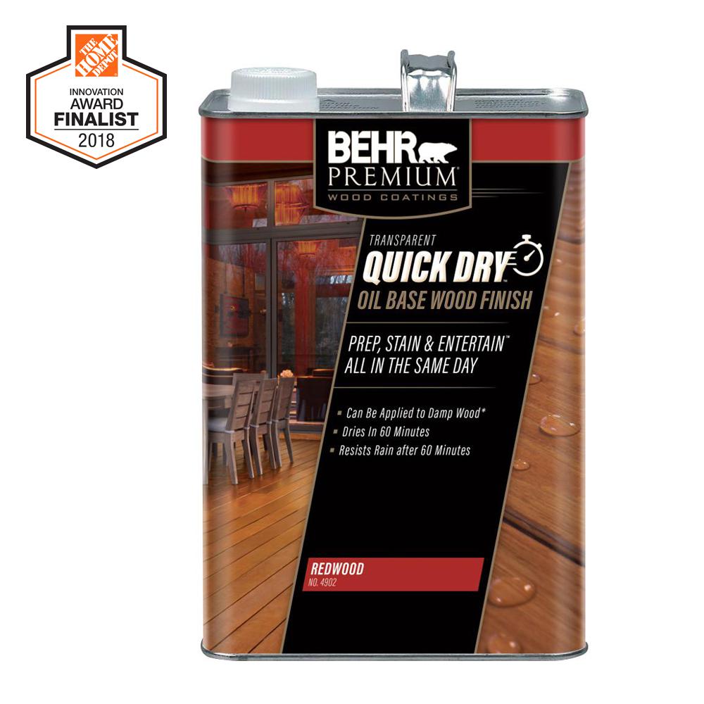 Behr Premium 1 Gal Transpa Quick Dry Oil Base Wood Finish Transpa Quick Dry Oil Base Wood Finish Redwood Exterior Stain