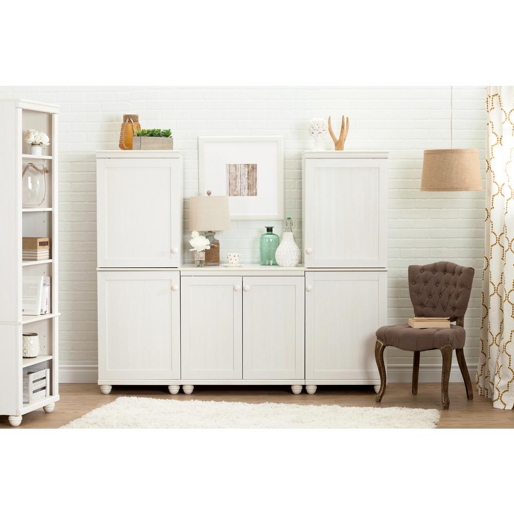 South Shore Hopedale White Wash 2 Door Narrow Storage Cabinet