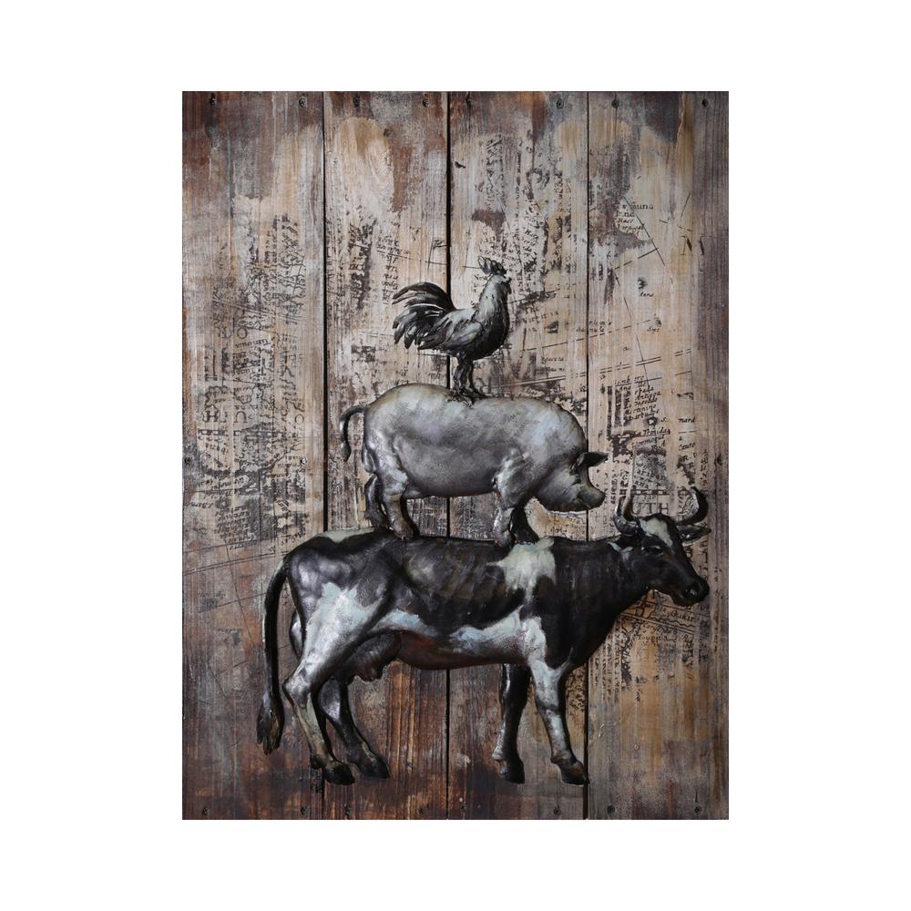 Yosemite Home Decor Farm Totem Mutli-Colored Metal Wall ...