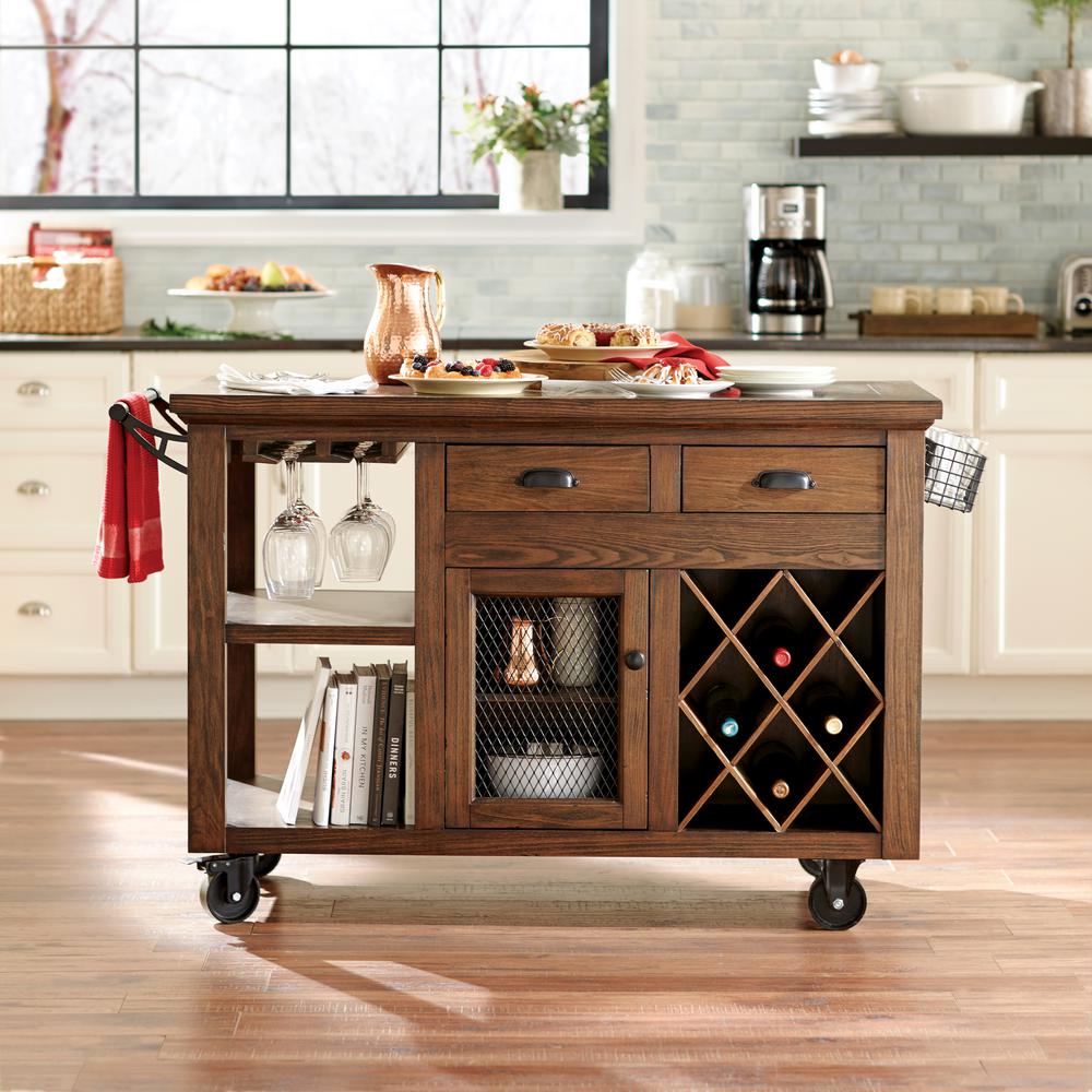 Home Decorators Collection Cooper Rustic Walnut Kitchen Cart With