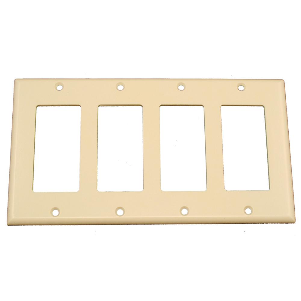Leviton 4Gang Decora Rocker Switch Wall Plate, Light Almond80412T